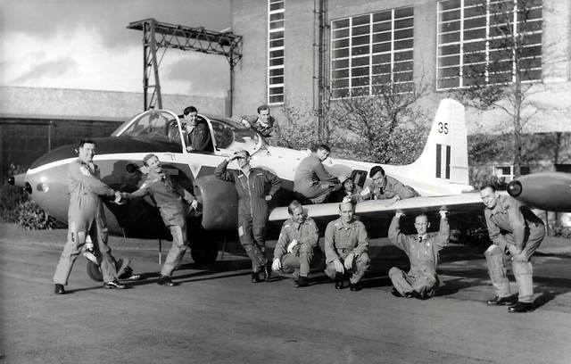 College of Air Warfare Instructors and a Jet Provost T4 at RAF Manby 1968