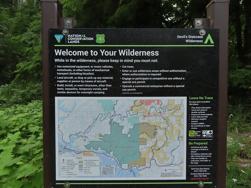 Informational sign for the Devil's Staircase Wilderness