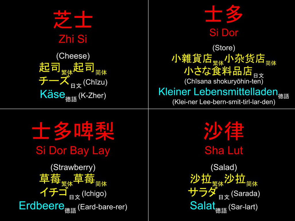 香港粵語 Hong Kong Cantonese : 芝士 士多 士多啤梨 沙律