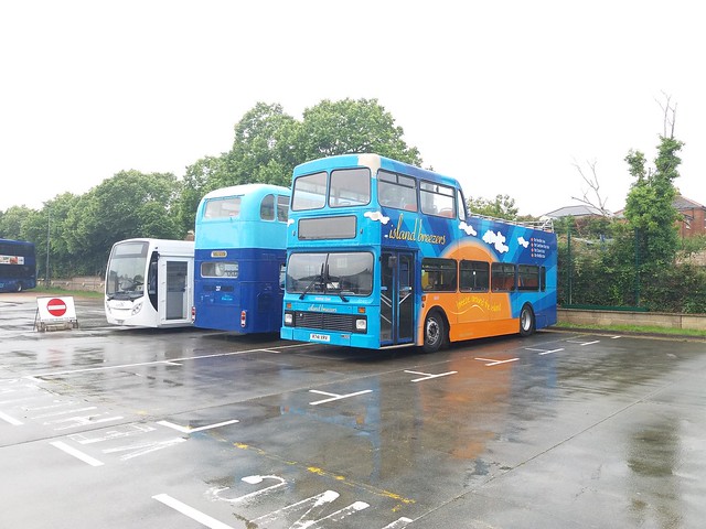 Showing its damage at the front right corner is ex-Southern Vectis 4641 - R741 XRV - a 1998 Volvo Olympian/Northern Counties which was new to Solent Blue Line (now known as Bluestar) and is now preserved