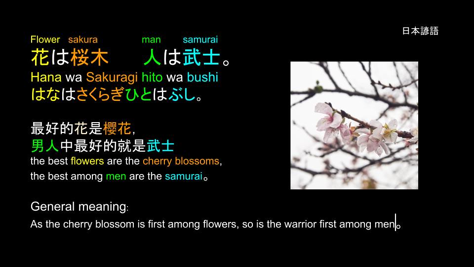 日文諺語 Proverbs: 花は桜木 人は武士
