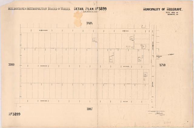 Melbourne and Metropolitan Board of Works detail plan, 3899, Municipality of Mulgrave, Burwood, 1932