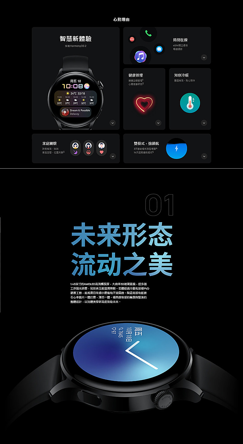 Huawei Watch 3 (eSim) Smart Watch (46mm) 