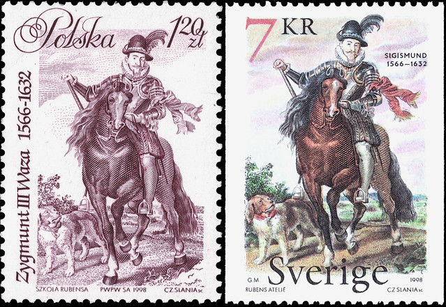 Polish and Swedish stamp by Czeslaw Slania