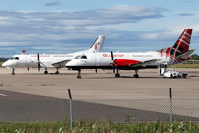 Loganair Saab 340 G-LGNM G-LGNB Inverness Airport