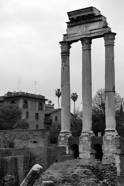 Remnants of Temple of Castor and Pollux, Tiberius rebuild, 6 CE - Forum Romanum, Rome..
