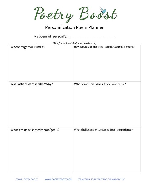 Personification Poem Planner PNG