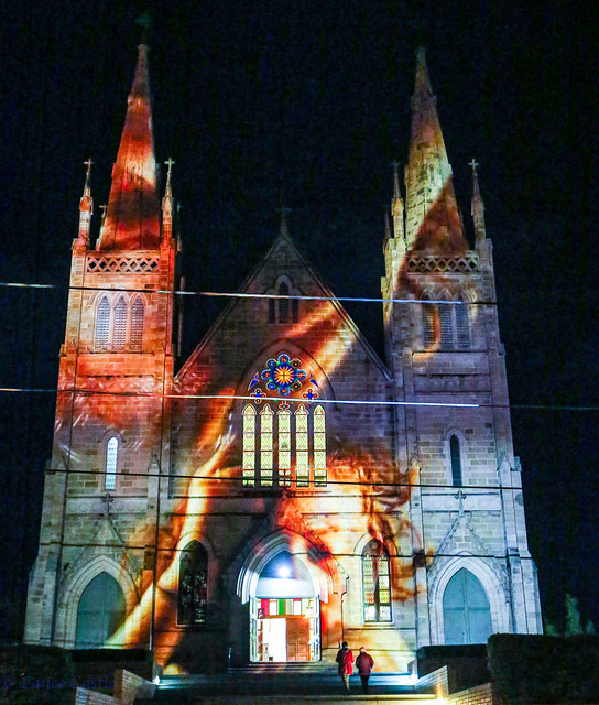 St Mary's  Church Ipswich, Spark after Dark light show final show. Featured artist Linda Clark.