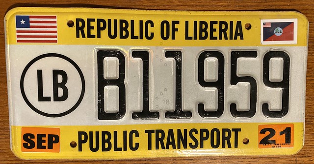 Liberia, Public Transport license plate, current design.