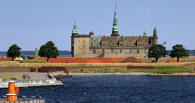 Kronborg Castle leaving Copenhagen's Harbour at Helsingør in Denmark for Helsingborg in Sweden