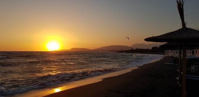 a lone kite surfer