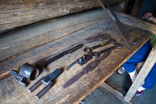 Tools used by the blacksmith at Mabry Mill, Blue Ridge Parkway, Virginia