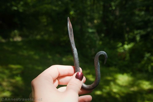 The finished hook from the blacksmith at Mabry Mill, Blue Ridge Parkway, Virginia