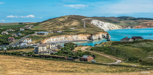 Freshwater Bay from Tennyson Down, Isle of Wight, England.