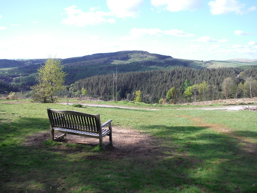 Bench with views across bowl of Macclesfield Forest SWC Walk 388 - Upper Hulme to Macclesfield