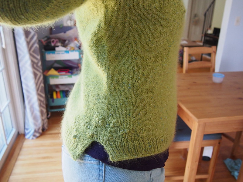 "Late Bloomer" sweater - hip detail