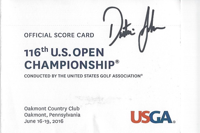Oakmont CC site of the 2016 US Open Championship autographed by winner Dustin Johnson