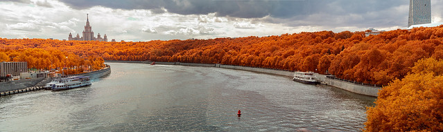 Moscow river. Infrared photo.