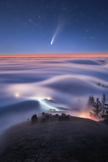 Comet NeoWise setting over the foggy hills in Marin, CA [EXPLORED][ILPOTY 2021 WINNER]