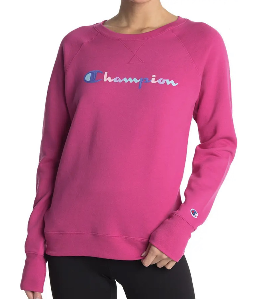 hot pink champion sweatshirt