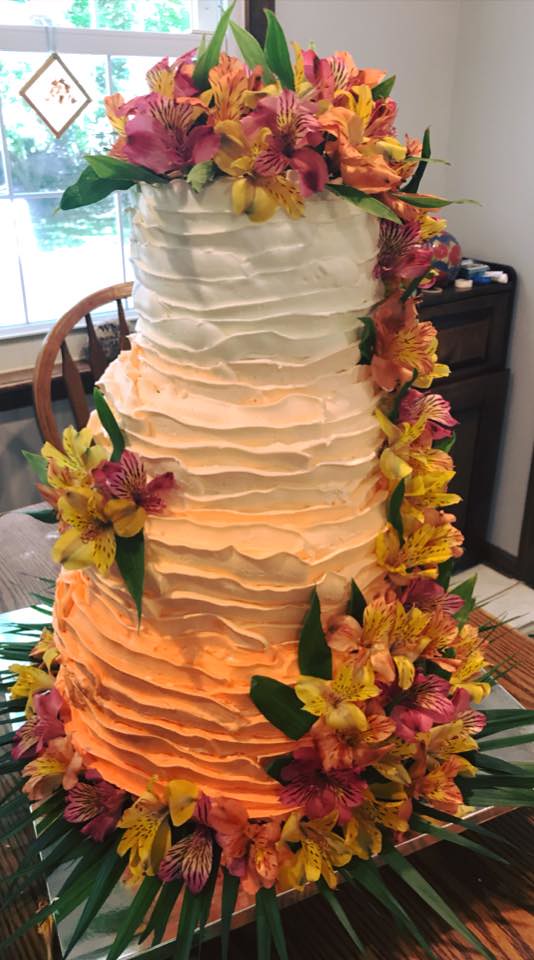 “Tropical” Theme Wedding Cake by Contemporary Confections