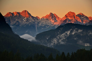 The Loferer Steinberge, Austria, in sunrise alpenglow