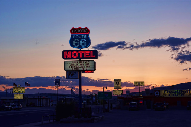 Arizona, Route 66, Roadkill Cafe, Sundown
