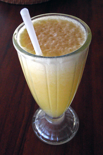 A 'Batido', Costa Rica's version of a smoothie drink, in this case flavoured with fresh piña pineapple