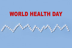 Heartbeat made of medical tablets - World health day