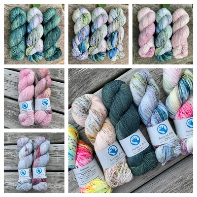 More @ancientartsyarn Socknado that came in this week including the July Colour of the Month, Contemplation! Of course, more colours are available in the shop and online!