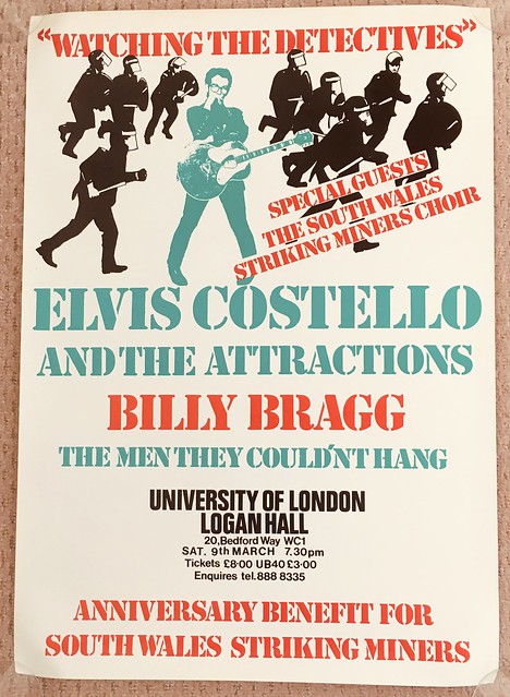 Billy Bragg & Elvis Costello - University of London UK Gig Poster