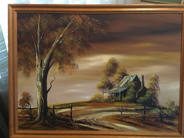 Vintage Oil Acrylic painting outback scene