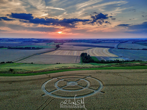 cropcircle wiltshire hackpenhill thebargeinn commissioned landscape landscapeart sunset formation clouds golden hour farming wheat crop field aerialphotography drone dji mavicair2