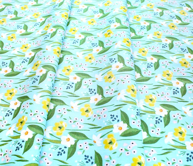 Windham Fabrics Cora 52360-2 Happy Floral Aqua