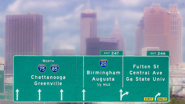 Atlanta skyline / highway signs