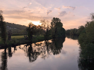 Sunset over the river Usk, Crickhowell, Wales
