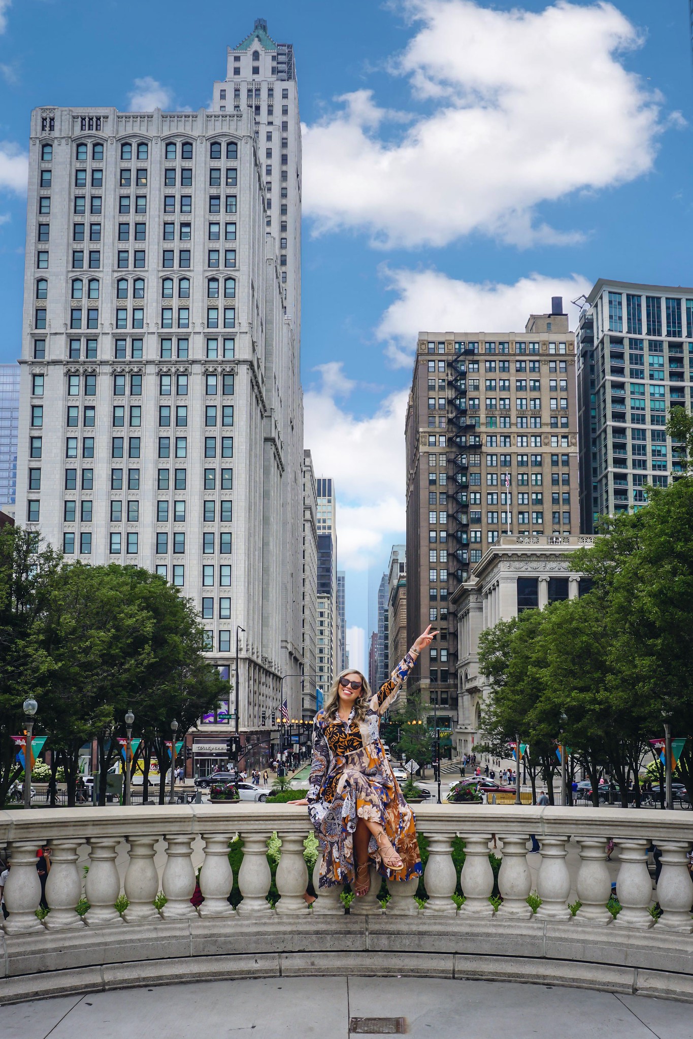 woman sitting on a bridge in Chicago, Illinois 