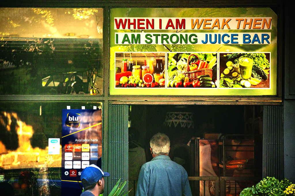 WHEN I AM WEAK THEN I AM STRONG JUICE BAR on 8-6-21--Cape Town