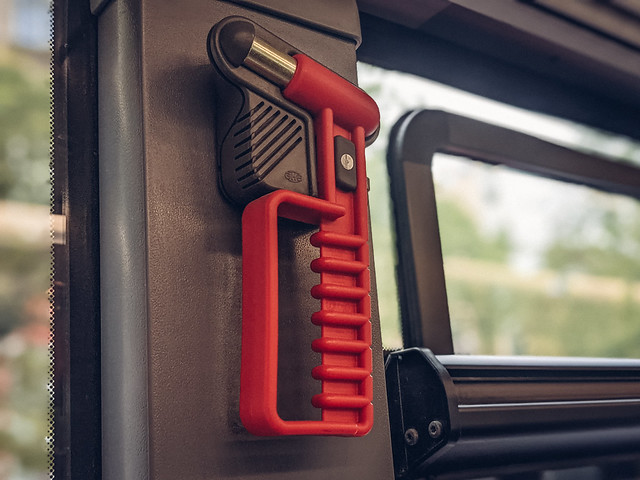 Emergency hammer in a bus close-up