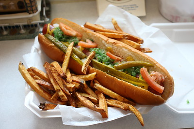 Half-pound Chicago-style hot dog from the Flying Weenie in Cedar Rapids