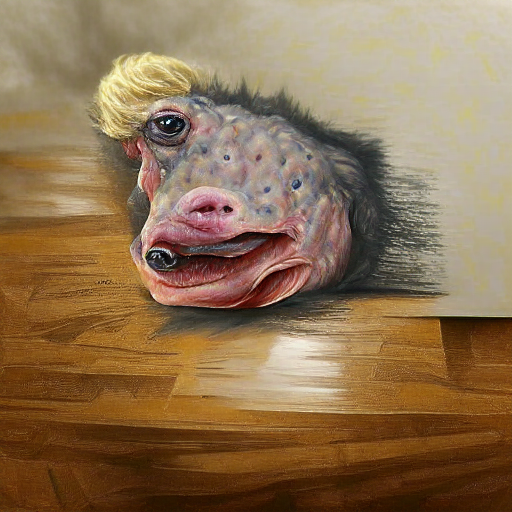 'a hyperrealistic painting of an ugly creature' MSE VQGAN+CLIP z+quantize Text-to-Image