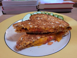 Tomato, Cheese (Tofutti), and Wholegrain Mustart toasted sandwich with aioli