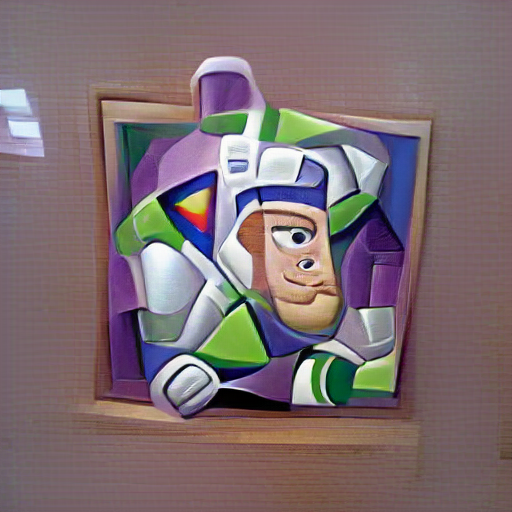 'a cubist painting of Buzz Lightyear' MSE Regulized VQGAN+CLIP