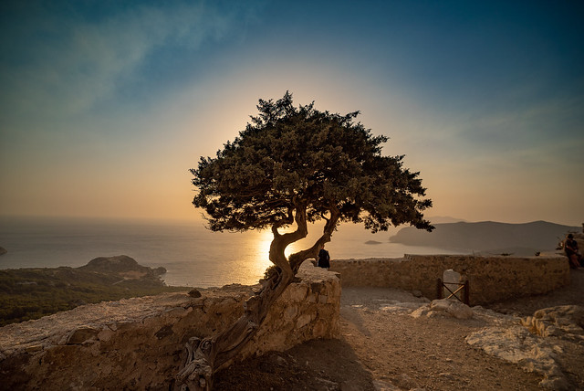 Sunset from Monolithos Castle in Rhodes