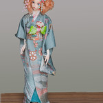 Rowan in jade kimono with kanzashi.