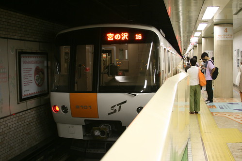 Sapporo Municipal Subway 8000 series in Odori.Sta, Sapporo, Hokkaido, Japan /Aug 8, 2021