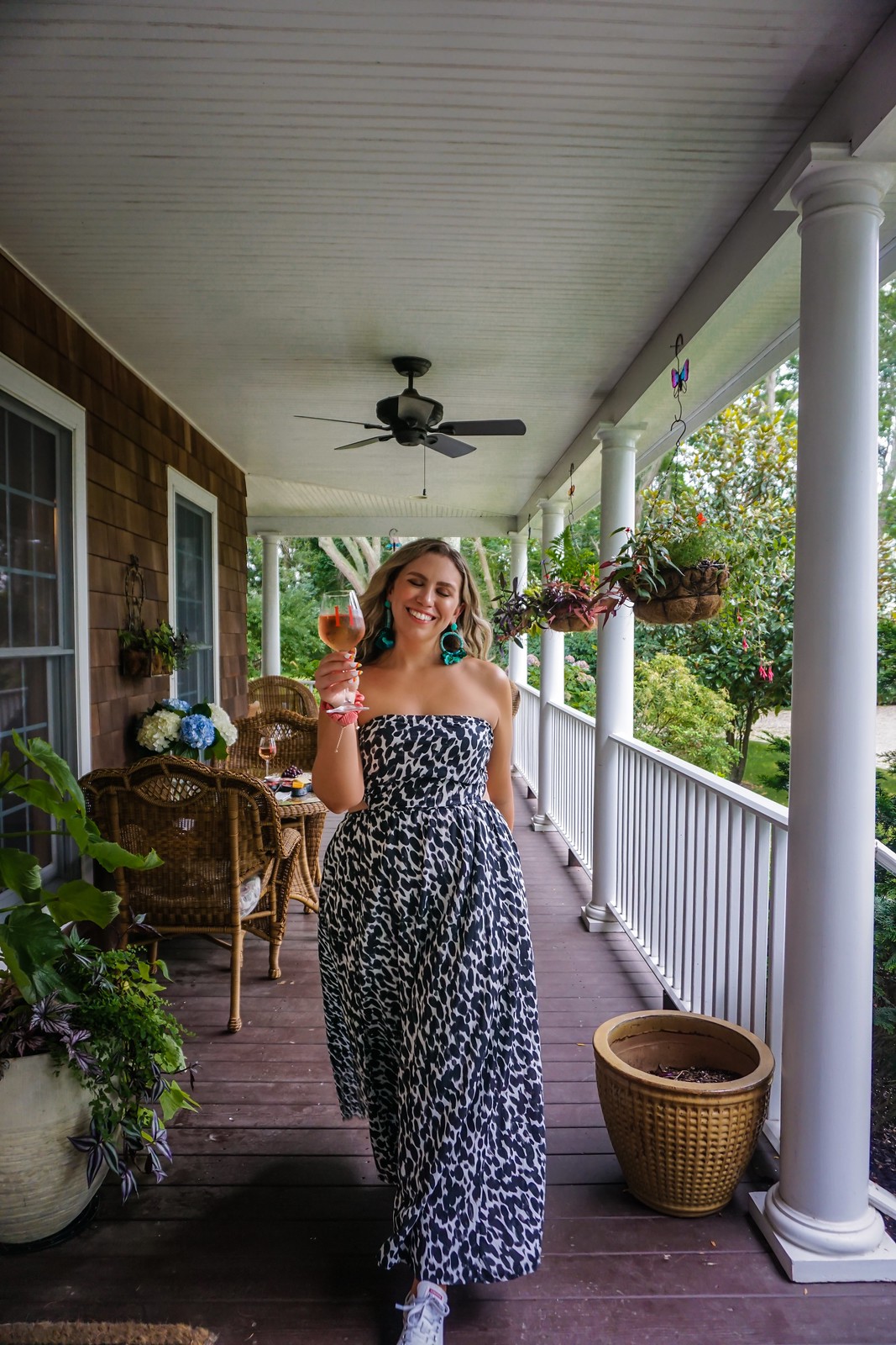 Drinking Wine from Pindar Vineyard at The Harvest Inn Bed & Breakfast