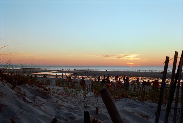 sunset over mayflower beach