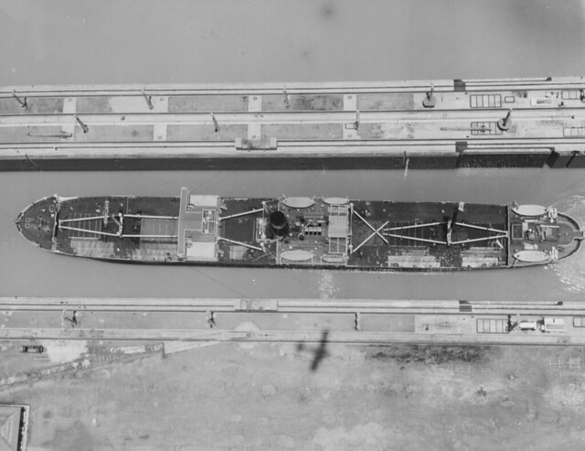 Japanese Naval Auxiliary WALES MARU in Mira Floes Locks, Panama Canal, May 4th 1937.