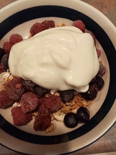 Breakfast.  Muesli, yoghurt and berries. | by Margaret. J.